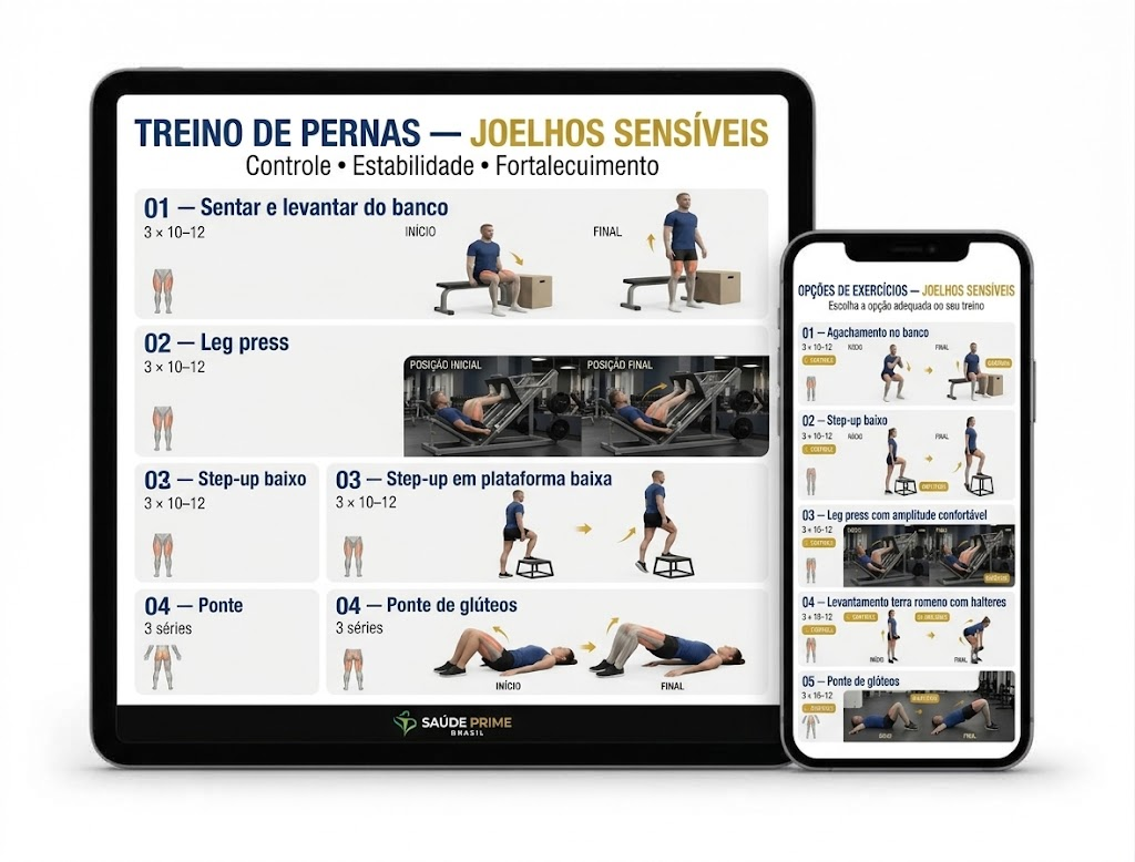 Fichas Visuais de Treino para Joelhos Sensíveis